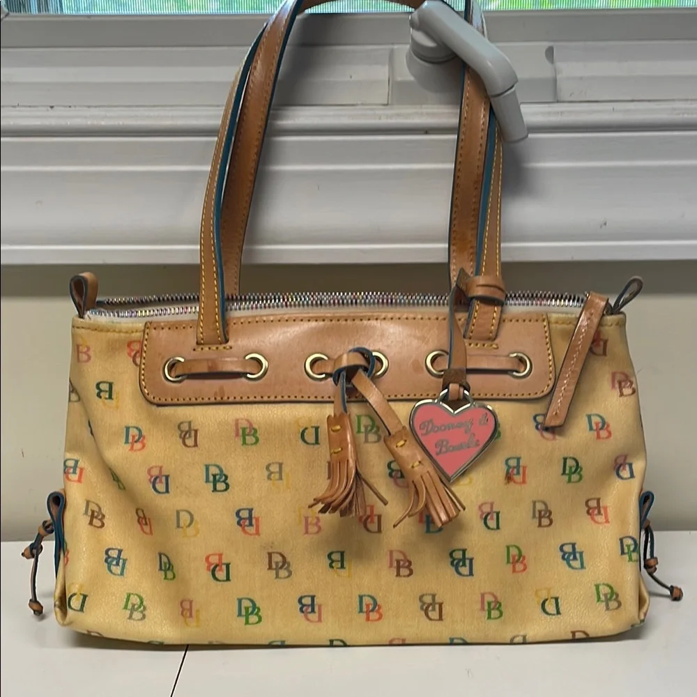 Vintage Dooney & Bourke Tan Satchel with Leather Trim